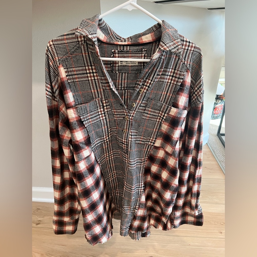 Free People wild fire plaid top